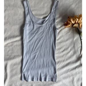 Three Dots Ribbed Gray Tank Top Size Small